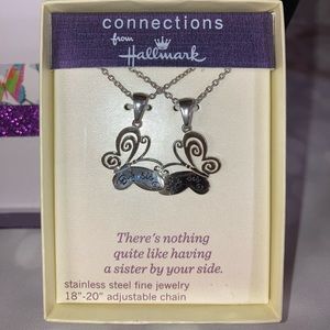 Hallmark Sisters Butterfly Necklace StainlessSteel